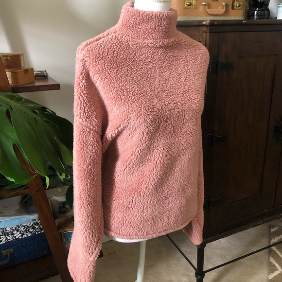 Brooklyn Cloth Sweaters - Brooklyn Cloth M pink mock Teddy Sweater pullover